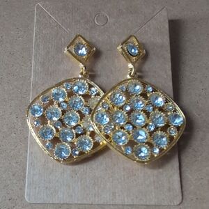 Elegant Gold and Silver Crystal Statement Earrings